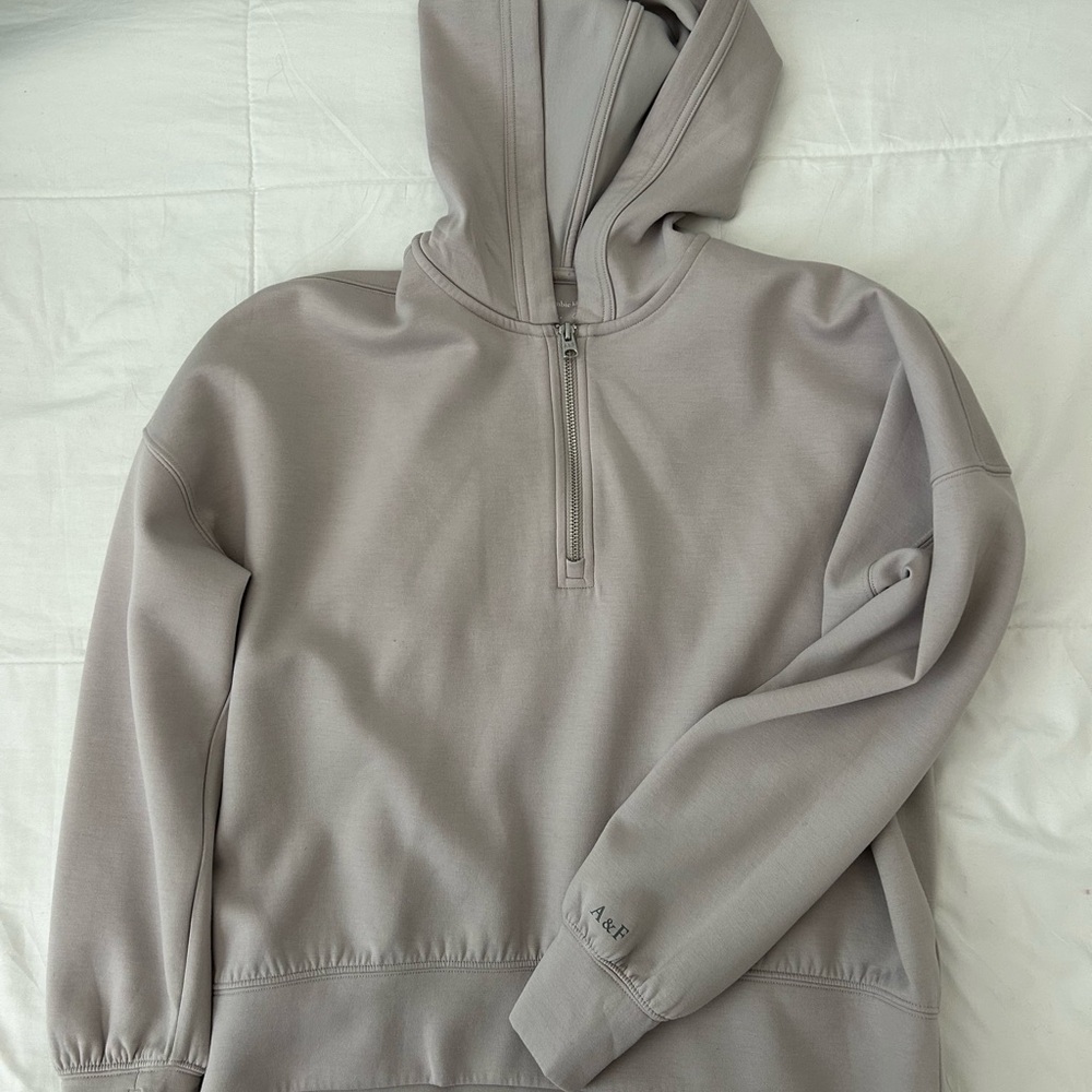 Girls Gray Half-Zip Hoodie